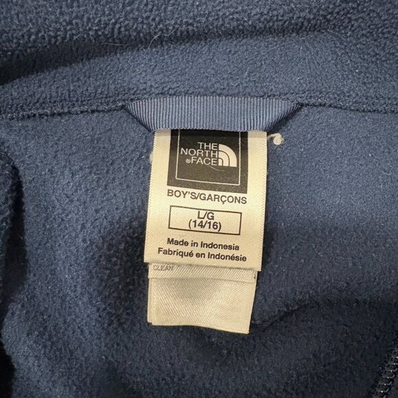 The North Face Boys L 14-16 Navy Blue Fleece 1/2 Zip Pullover Lightweight - Picture 5 of 5